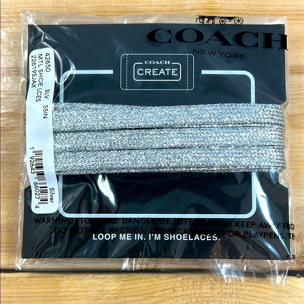 Coach Silver Glitter Shoelaces